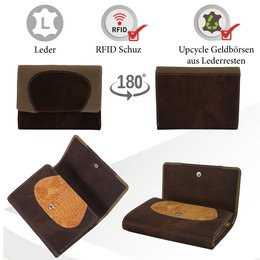 Sunsa Damen Geldbörse. Leder Geldbeutel. Portemonnaie mit RFID Schutz. Brieftasche aus Leder. Mittelgroße Geldbörse für Frauen mit vielen Kreditkartenfächern- Wallet für Damen, Geschenkidee