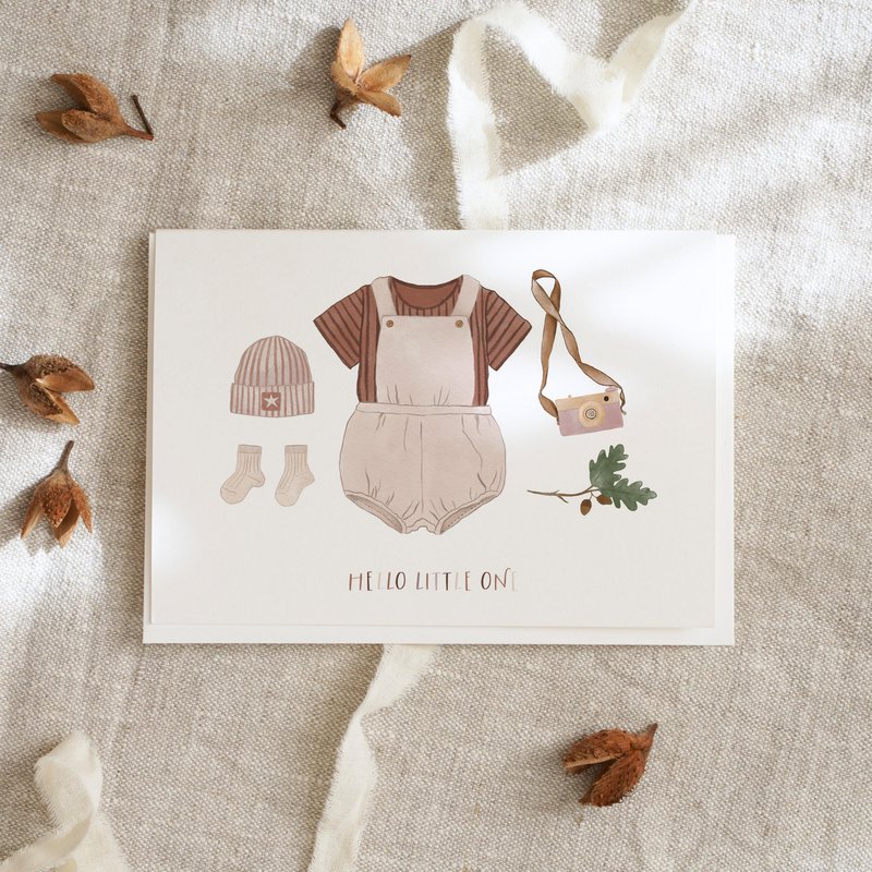 Tarjeta de felicitación · Vestido de bebé | marrón