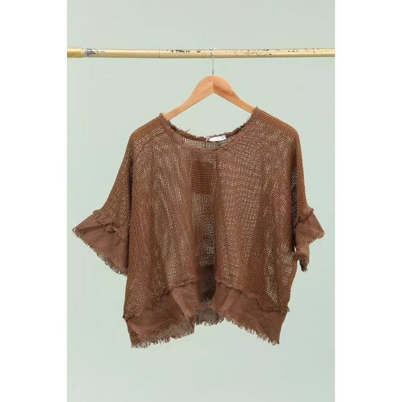 Gennembrudt bomuldsbluse og hørbund REF. 11932