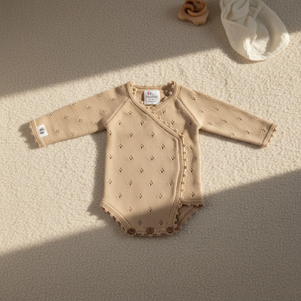 Tutina per bebè lavorata a maglia Nuvinokids® Soft Beige