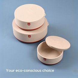 Ecofy Terravo Storage Containers For Kitchen | 1200ml, 2200ml, 600ml | Pack Of 3 | Storage Bowls Made with Rice Husk Biocomposite | Bowl With Lid | Antiskid & Airtight Containers TUV Certified