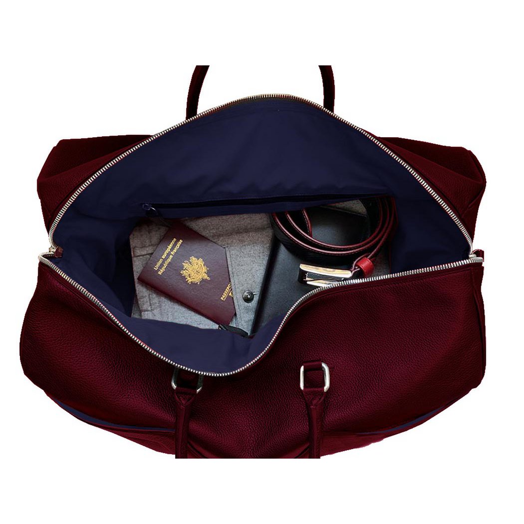 Sac de voyage VUE LAC  Collection Initial - Bordeaux  - Liserés Rouges et Bleus