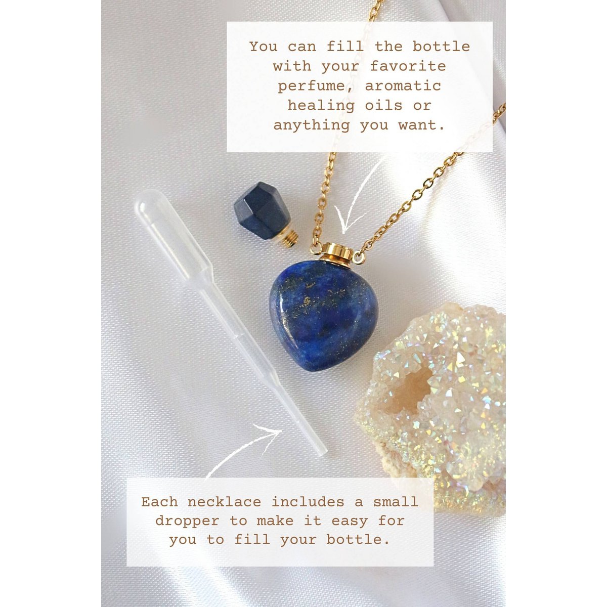 Koninklijke fles | 24K natuurlijke Lapis Lazuli kristallen fles ketting