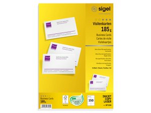 Visitekaart Sigel 185grs hoogwit pak 150st.
