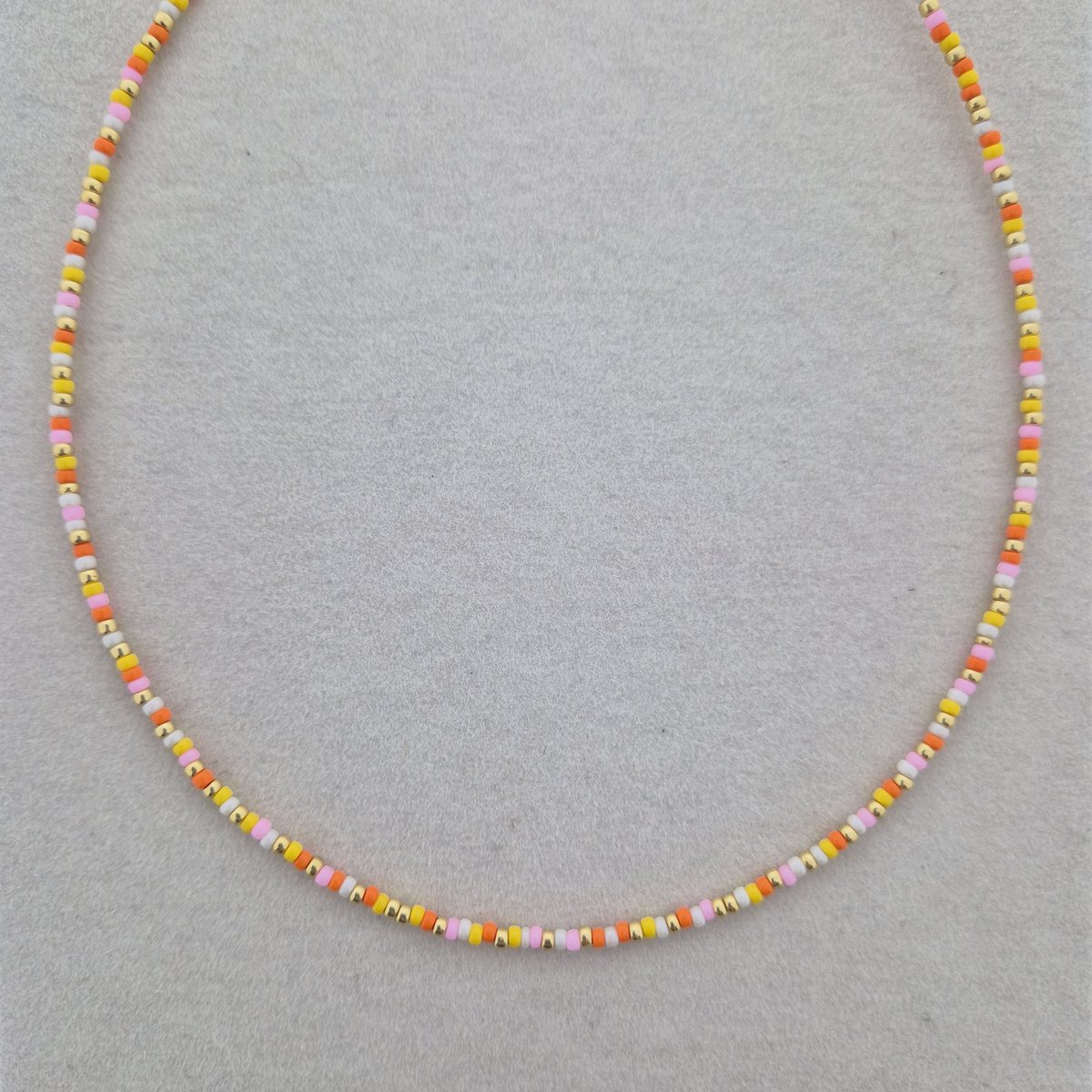 Collier court en perles Miyuki | Rose, orange, jaune