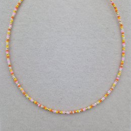 Kort perlehalskæde Miyuki | Pink, orange, gul