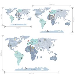 Adesivo da parete | Mappa del mondo blu
