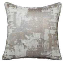 A grey and beige patterned decorative pillow case with a textured abstract design.
