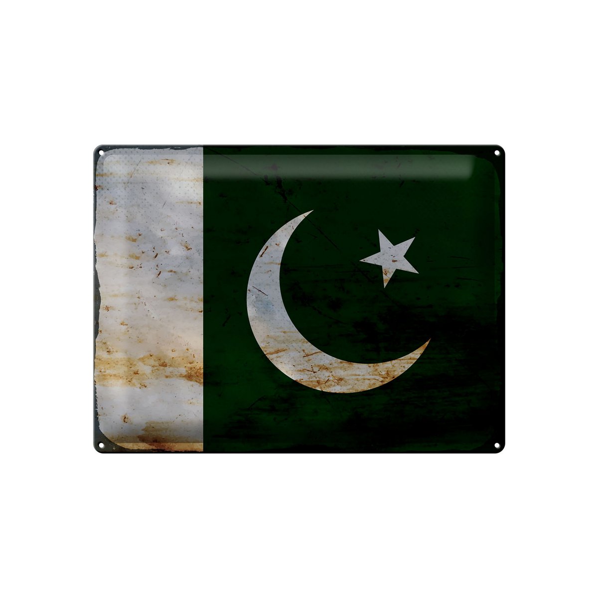 Tin Sign Flag Pakistan 40x30cm Flag of Pakistan Rust