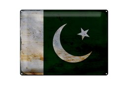 Tin Sign Flag Pakistan 40x30cm Flag of Pakistan Rust