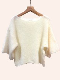 Pull col bateau manches 3/4 en 76% mohair et laine
