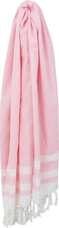 WS Fringed Towel Border Stripe Pink
