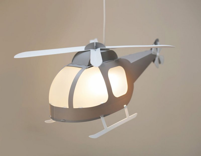 GRAY HELICOPTER CHILDREN'S HANGING LAMP