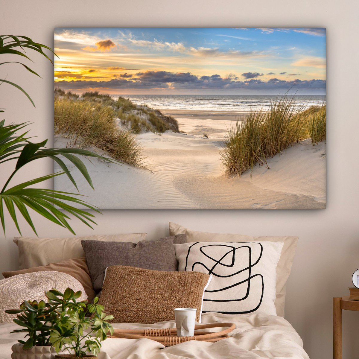 Pintura de lona - Decoración de la pared Beach - Dune - Grass - Sunset - Sala de decoración de la pared - Decoración del dormitorio - Accesorios de habitaciones - Pinturas sobre lienzo