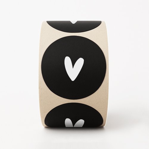 Stickers | 250 on roll | Heart | Black