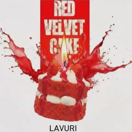 LAVURI® RED Velvet Strawberry cake with whipped cream and fruit as a topping on a red, fluffy cake base – a gourmet dessert candle made from 100% soy wax