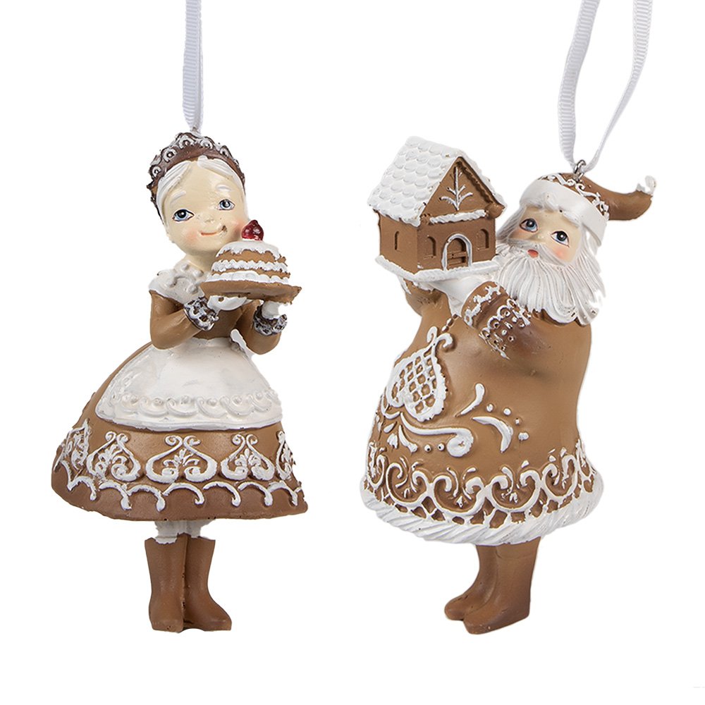 Weihnachtshänger, 2er-Set, 13 cm, brauner Lebkuchenmann-Weihnachtsbaumschmuck aus Kunststoff