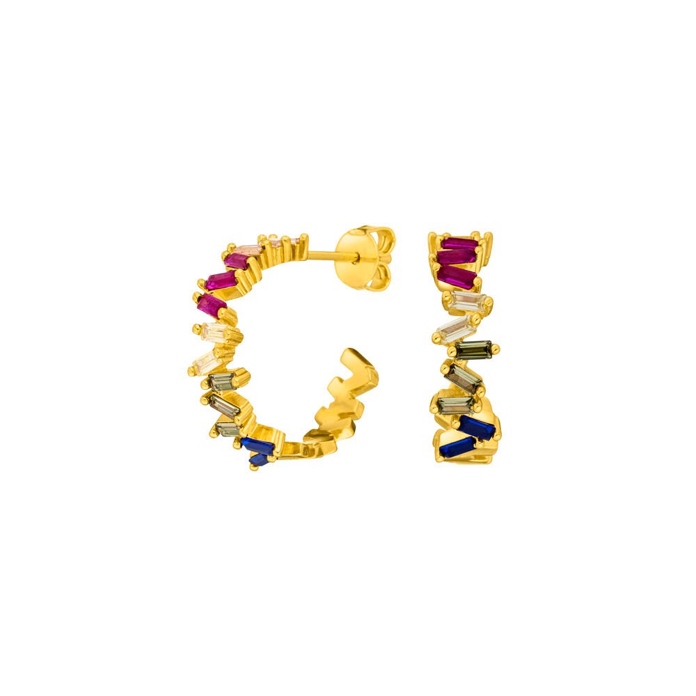 Creole ICE CUBE, circonita multicolor, baño de oro amarillo de 18 K