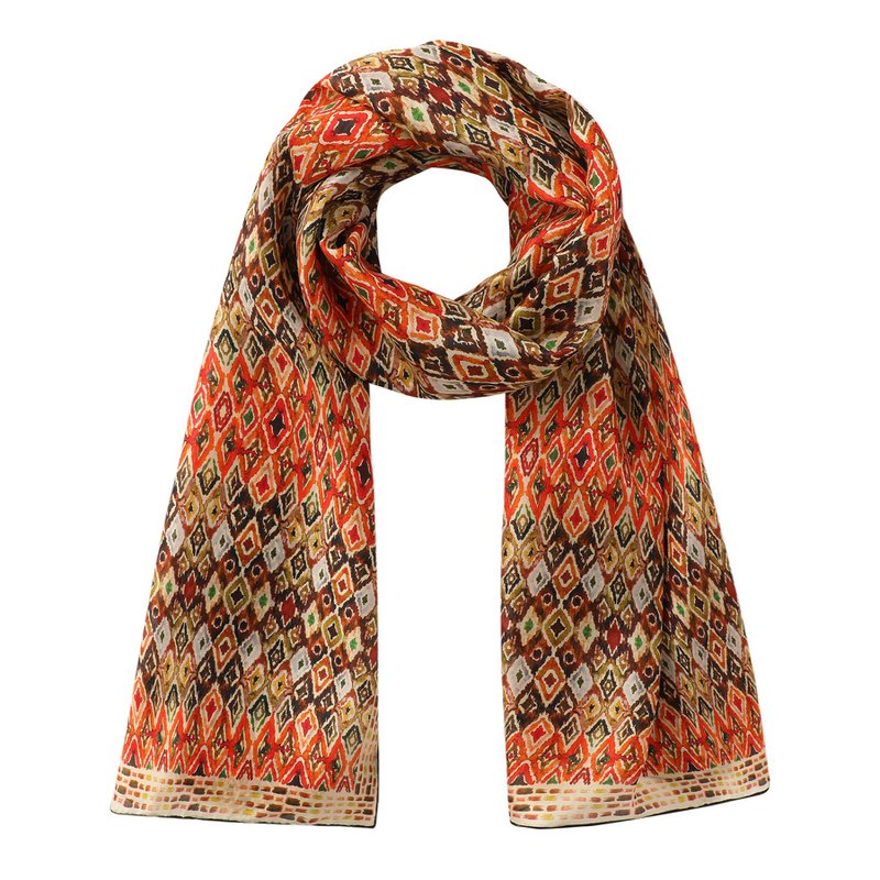 Écharpe en soie multicolore avec une impression ethnique ikat