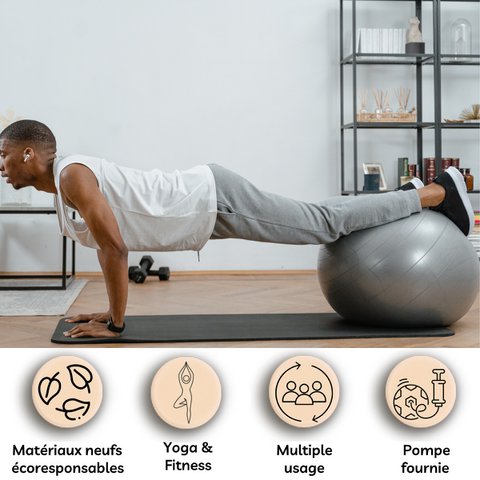 Yoga and Fitness Ball Size S 55 cm Gray - Pump Supplied - Resistant and Multi-Use - Gym Ball - Optimal Adhesion