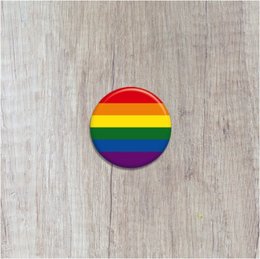 Colorful rainbow-striped button brooch