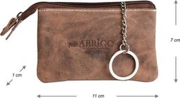 Schlüsselbeutel - Cognac Buffalo Leder mit Reißverschluss intasche