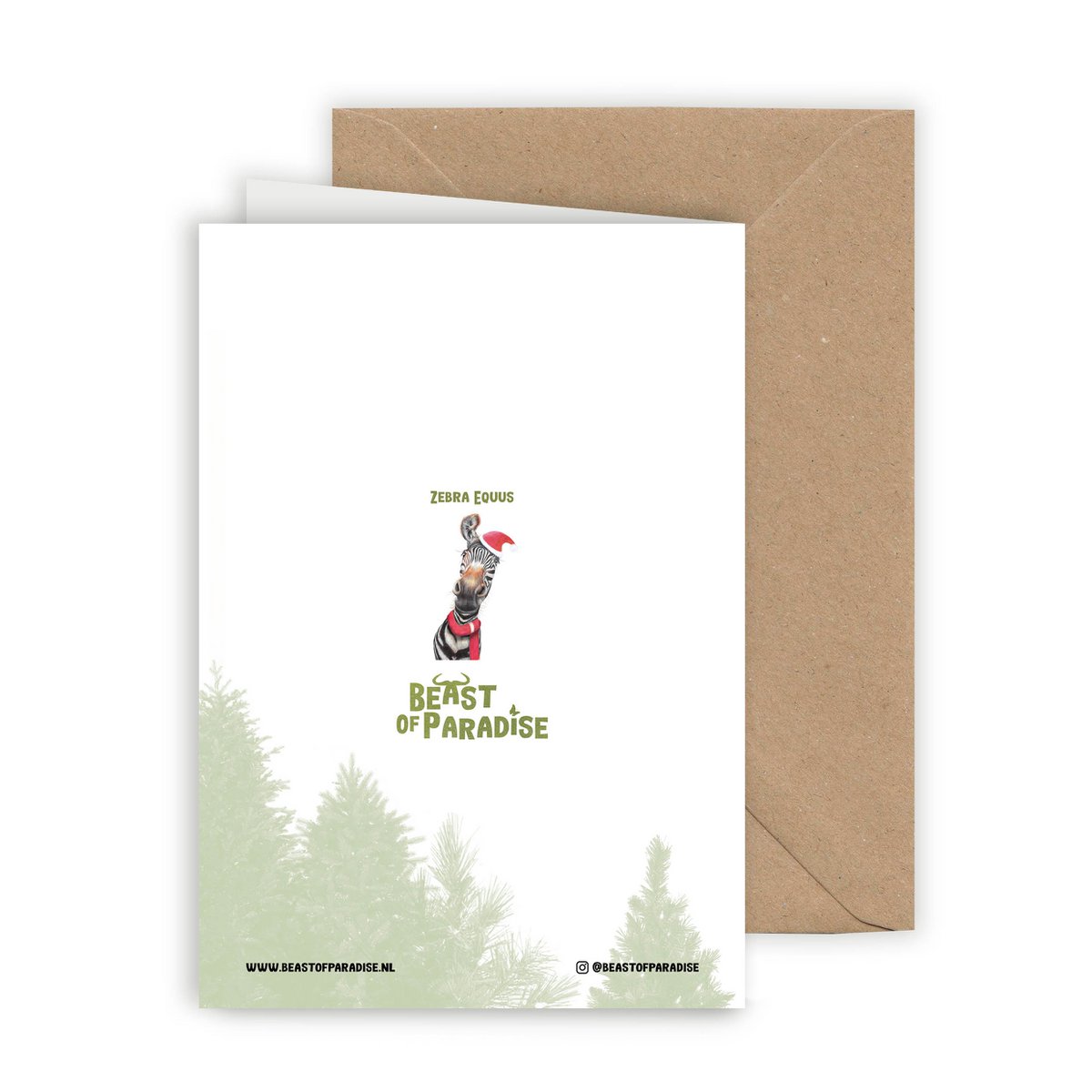 Zebra Christmas Card, Greeting Card, Holiday Card 12,3 x 17,5 cm