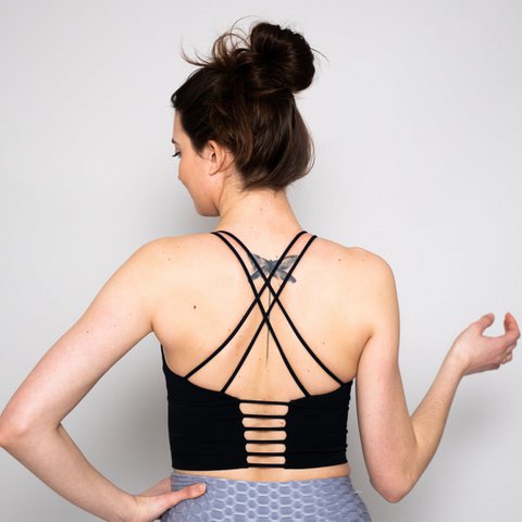Cross Back Sports Bra - Black