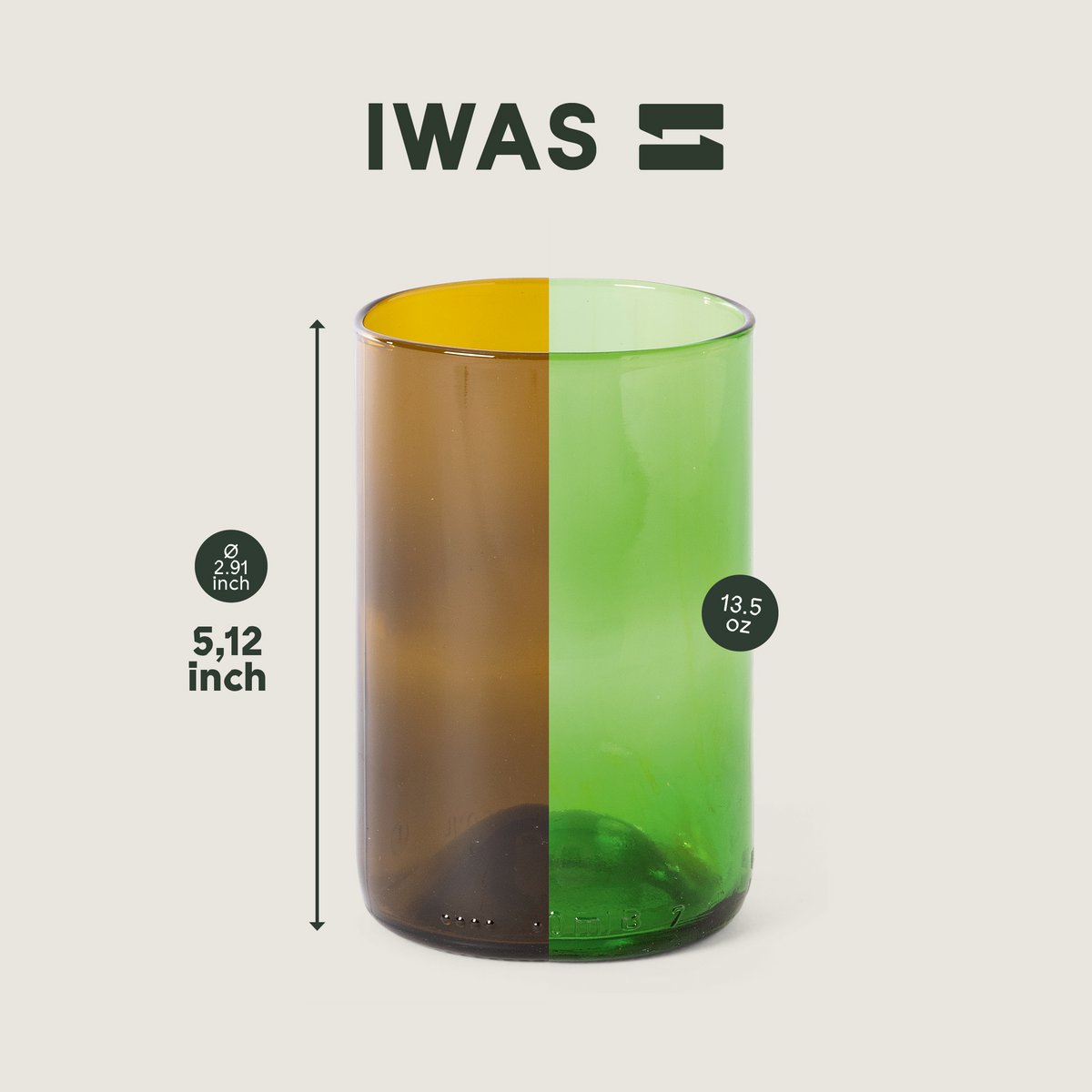 Drinking glasses Green/Olive - Tall (set of 6)