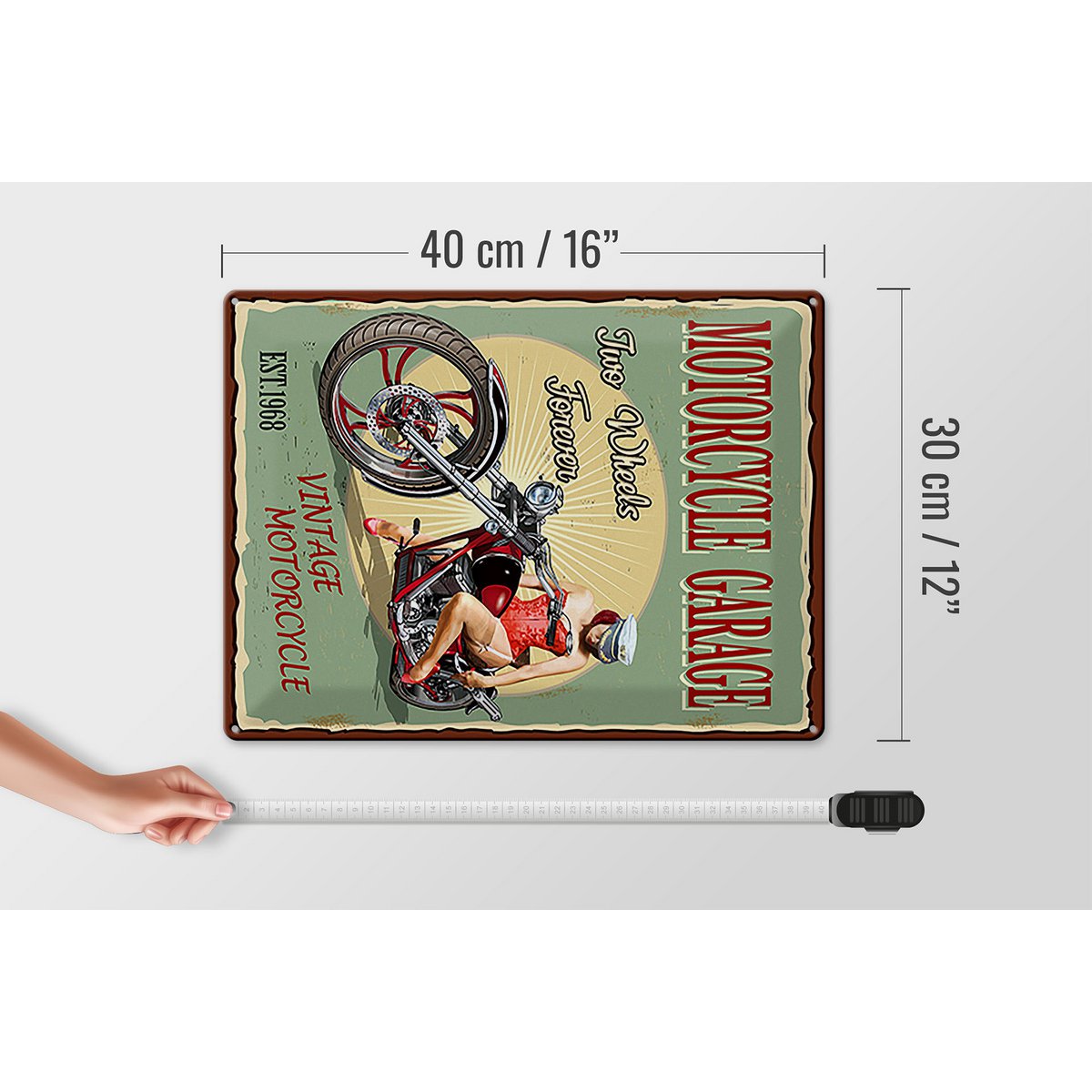Blechschild Pinup 30x40cm Retro Motorcycle Garage