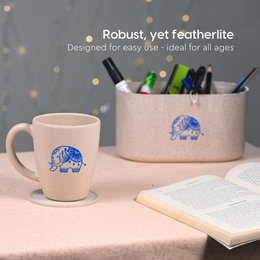 Regali di nozze ecologici per coppie Ecofy | Set da 1 | Regali realizzati con biocomposito di buccia di riso | Tazza e portachiavi stampati con elefante | 300ml| Certificato TUV del castello di sabbia