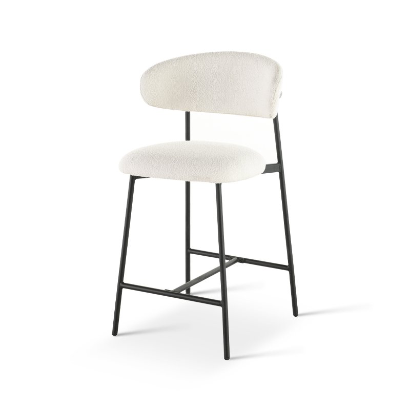 Zahra Bar Stool [Set van 2] [Wit] [Boucle Fabric] [65 cm]