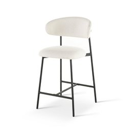 Zahra Bar Stool [Set van 2] [Wit] [Boucle Fabric] [65 cm]
