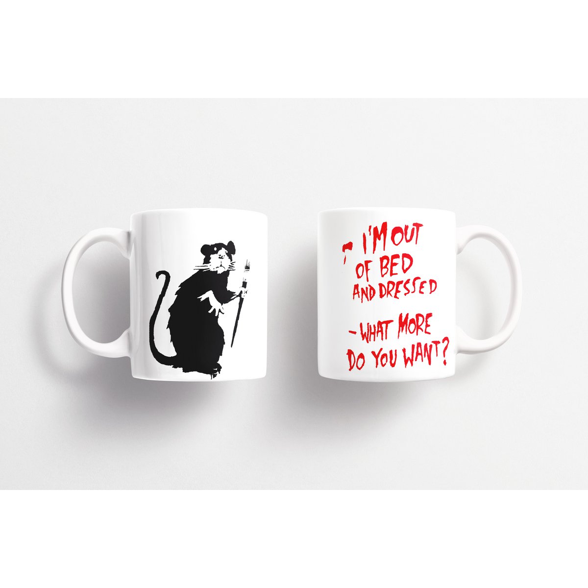 Tazza in ceramica Banksy 325 ml - Sono fuori dal letto