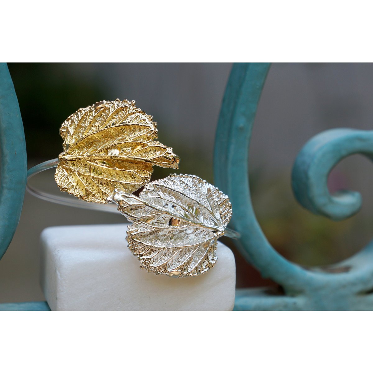 Mulberry Leaf zilveren armband, verstelbaar gerecycled sterling (handgemaakt)