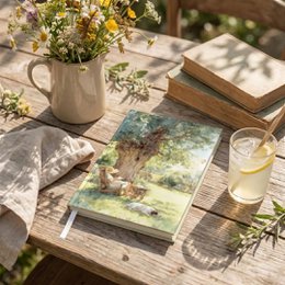  Hardbound notebook A5 with vintage tree illustration, plain pages, nature-inspired cover art design.