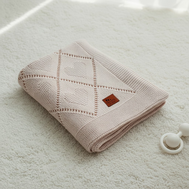 Nuvinokids® Coperta per neonati Crema Cuori