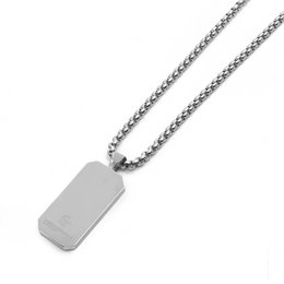 Collar de acero inoxidable de plata para hombres con colgante de lapislázuli rectángulo