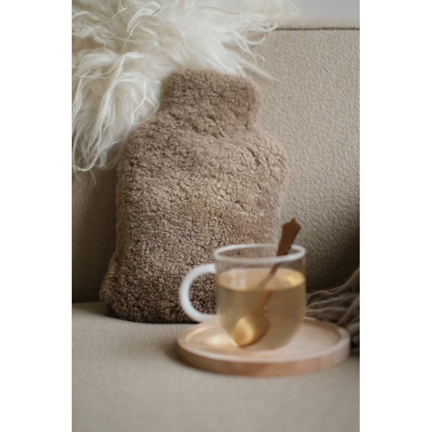 Sheepskin hot water bottle bag - Lambskin cover hot water bottle | 3 colors