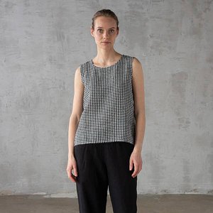 Leinenbluse Schwarz Weiß Gingham Alice