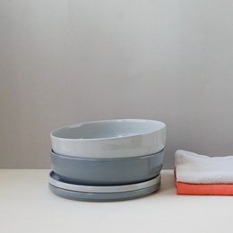 Skål 22 cm med låg/tallerken Stokrose - arktisk grå - 1.000 ml