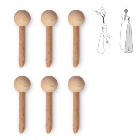 Auswahl von 24 Holztaschenclips - natürlich