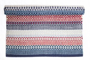 Marineblauw & rood vloerkleed 100% katoen 60x90 cm