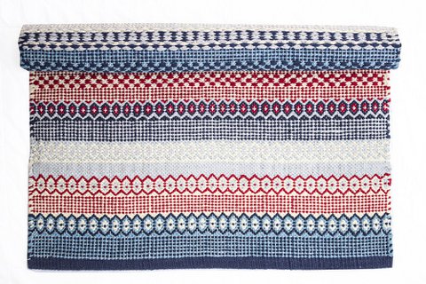 Marineblauer & roter Teppich 100 % Baumwolle 60x90 cm