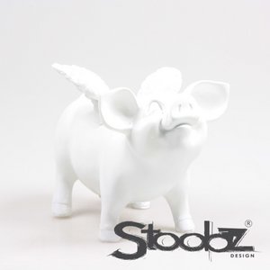 Piggy bank with wings white 14x25x15 cm