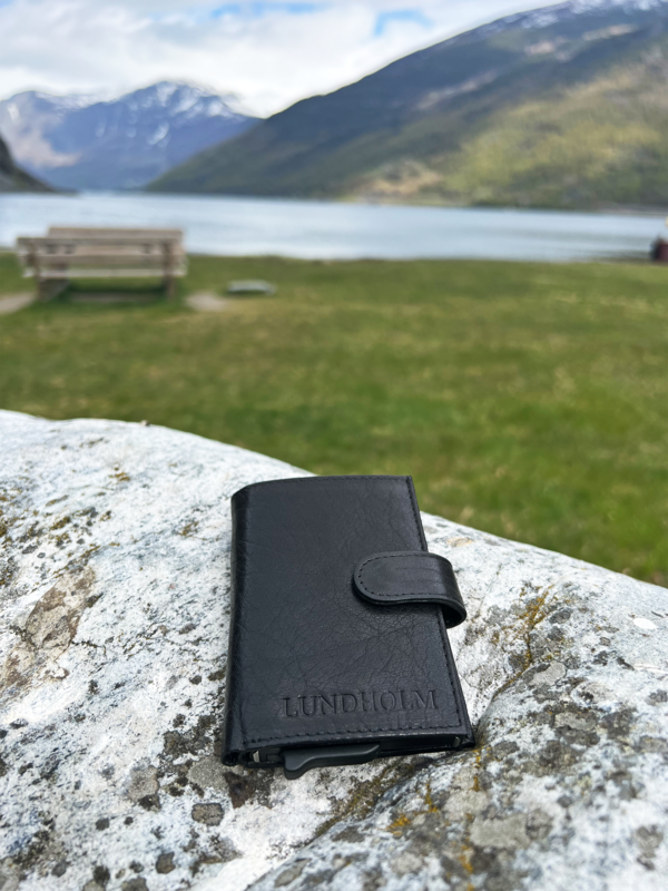 Porta carte da uomo estensibile Lundholm - con scomparto per monete, banconote - porta carte in pelle porta carte di credito estensibile da uomo