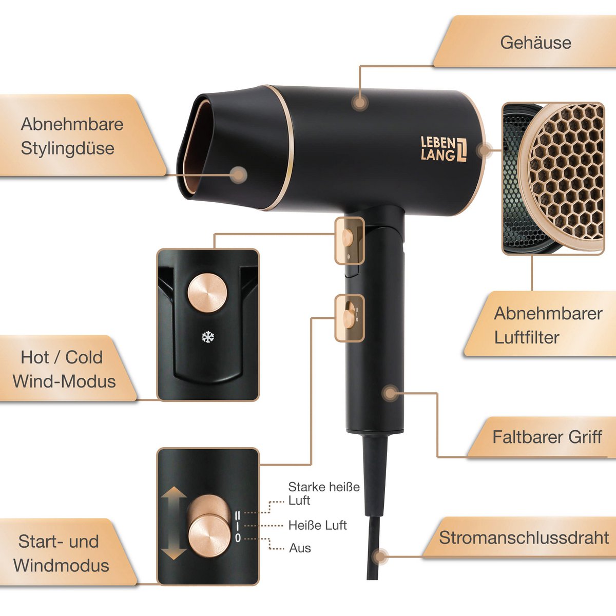 Secador de pelo LIFETIME ion 2100W - antipuntas abiertas con modo aire frío | Secador de pelo de viaje plegable | Secador de pelo Secador de pelo Secador de pelo Secador de pelo pequeño Secador de pelo Secador de viaje Secador de pelo Accesorios de p