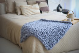 Warme, weiche Wohndecke – XXL handgestrickt, 100 % reine Merinowolle, natürliche Farbe