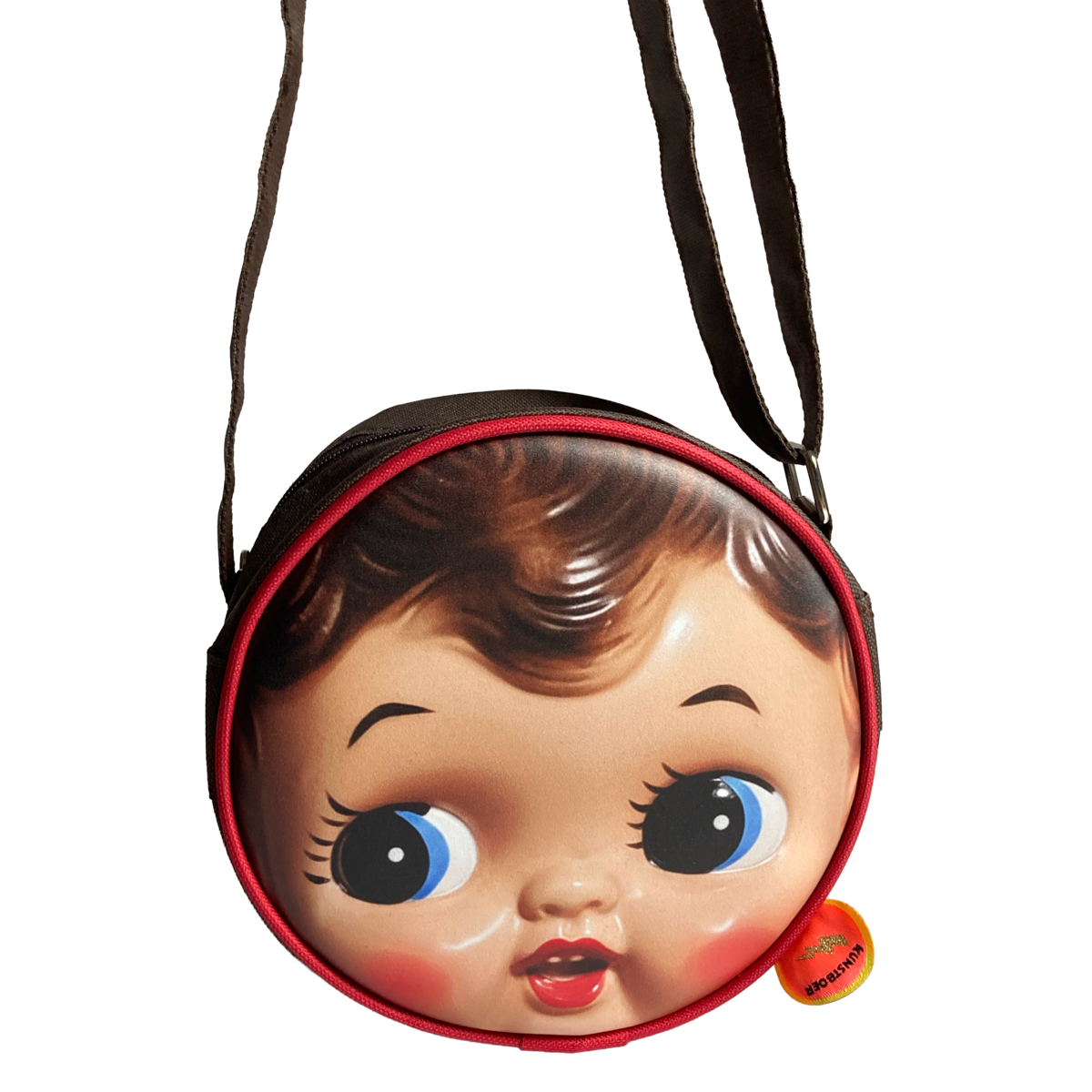 Shoulderbag round - retro doll head