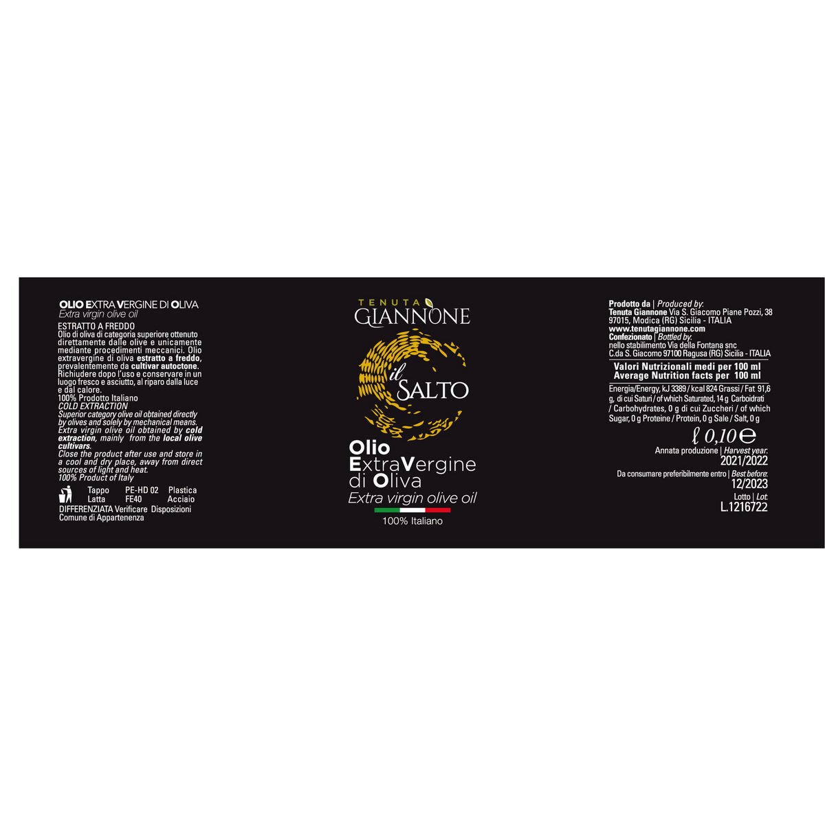 ITALIA | SICILIA | Extra Virgin Olive Oil - il SALTO | 100 ml